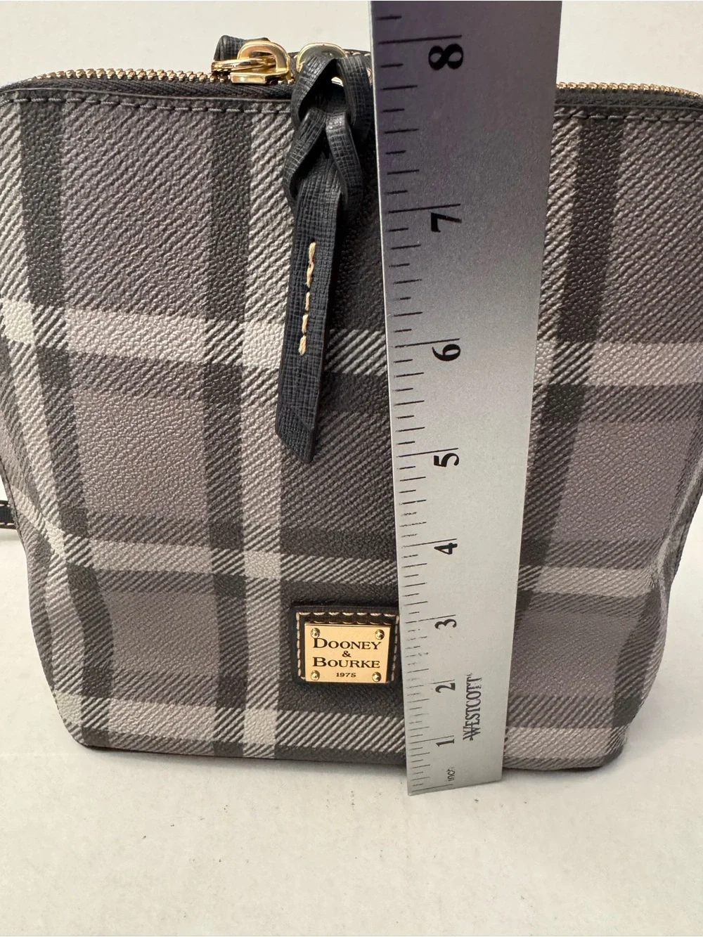 Dooney & Bourke Gray White Plaid Crossbody Bag Cardinal Red Lining